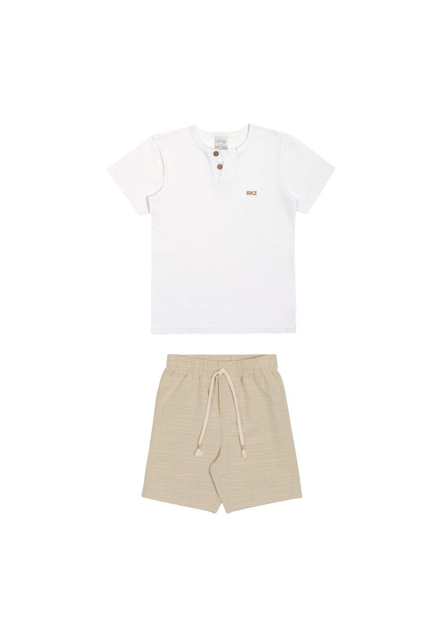 Conjunto Infantil Menino Com Bermuda E Camiseta Com Botões, BRANCO. Conjunto Infantil Menino Com Bermuda E Camiseta Com Botões, BRANCO, large.