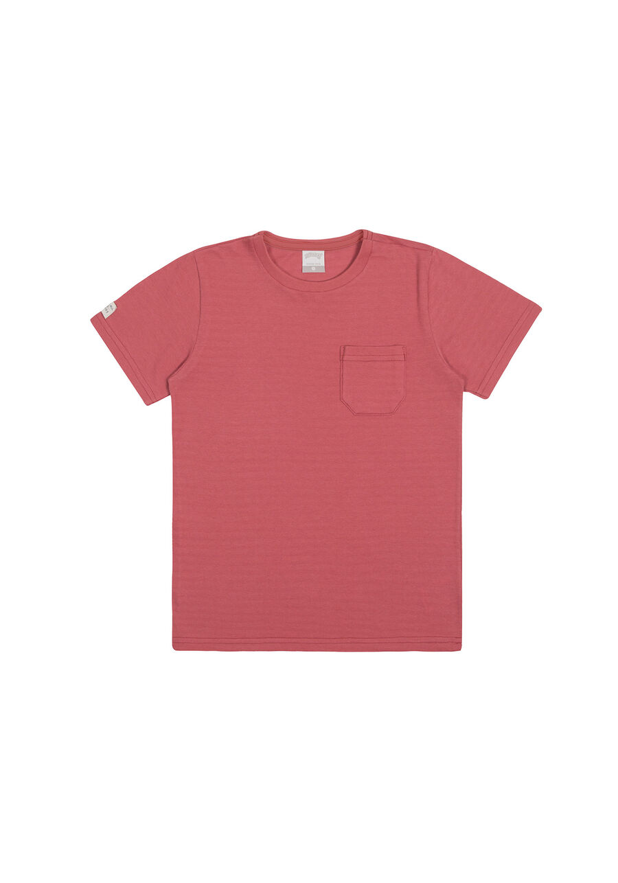 Camiseta Infantil Menino com Textura e Bolso, VERMELHO CEDRO-ROSA, large.