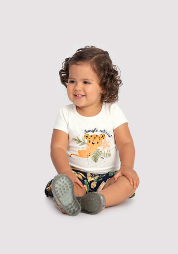 Conjunto Infantil Menina com Blusa e Shorts Estampado, FLORESTA MARINHO, large.