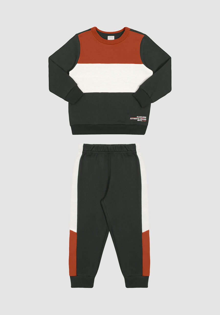 Conjunto Infantil Menino em Moletom com Recortes, . Conjunto Infantil Menino em Moletom com Recortes, , large.