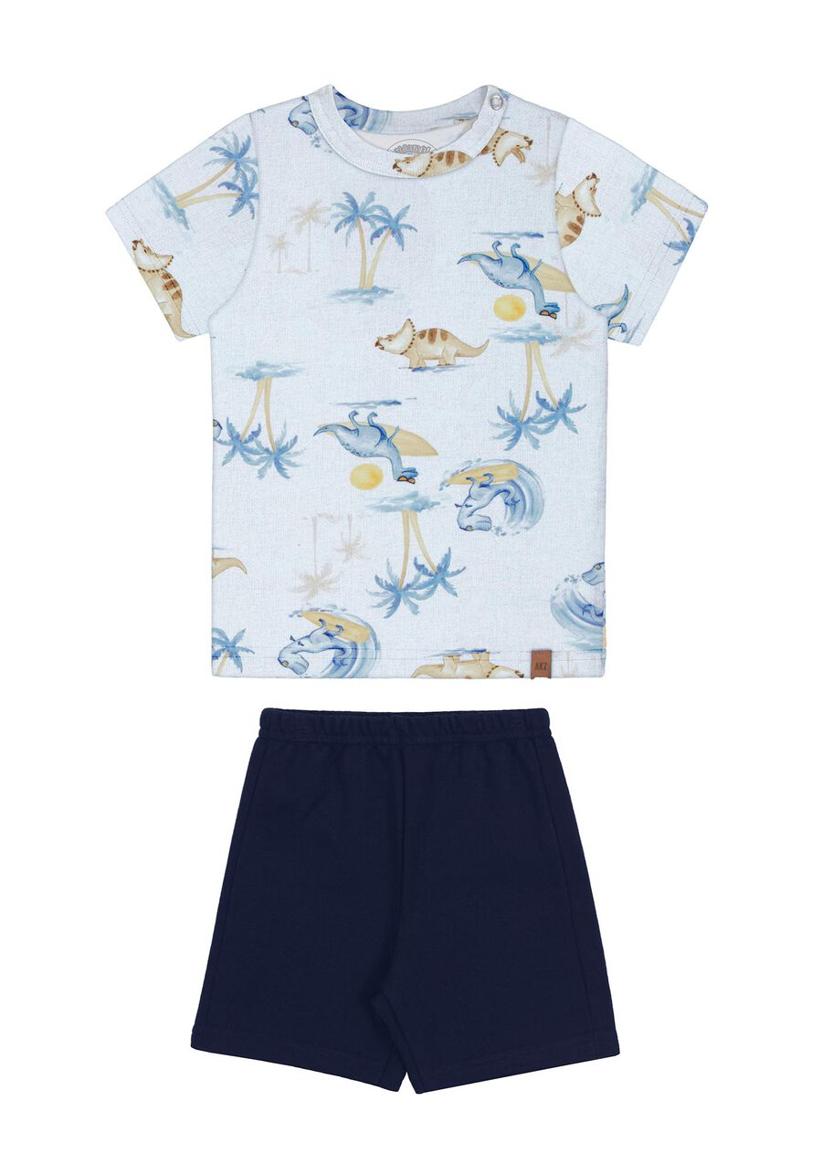 Conjunto Bebê Menino com Estampa Dinos, SURFE BRANCO. Conjunto Bebê Menino com Estampa Dinos, SURFE BRANCO, large.
