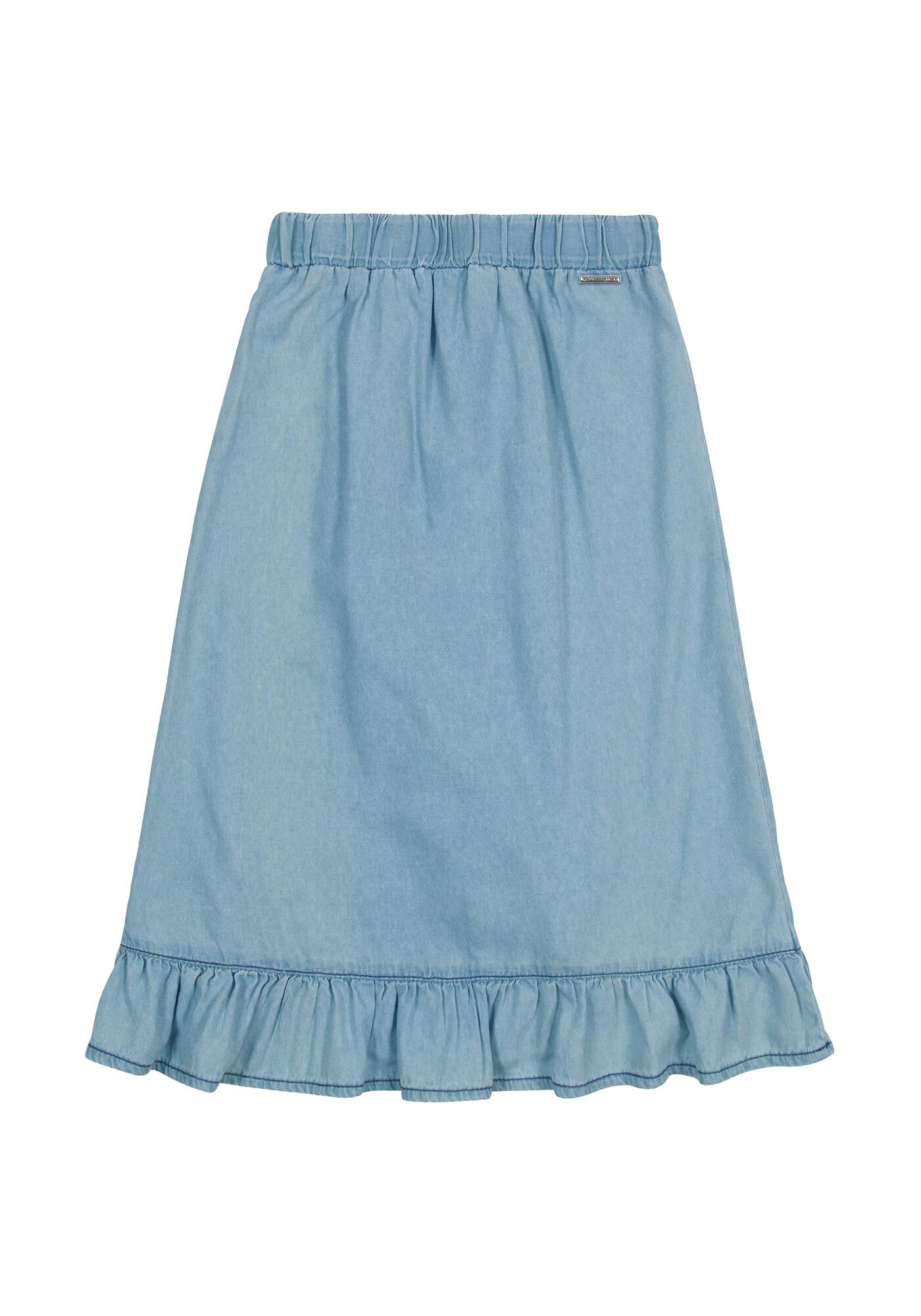 Saia jeans sales infantil com babado