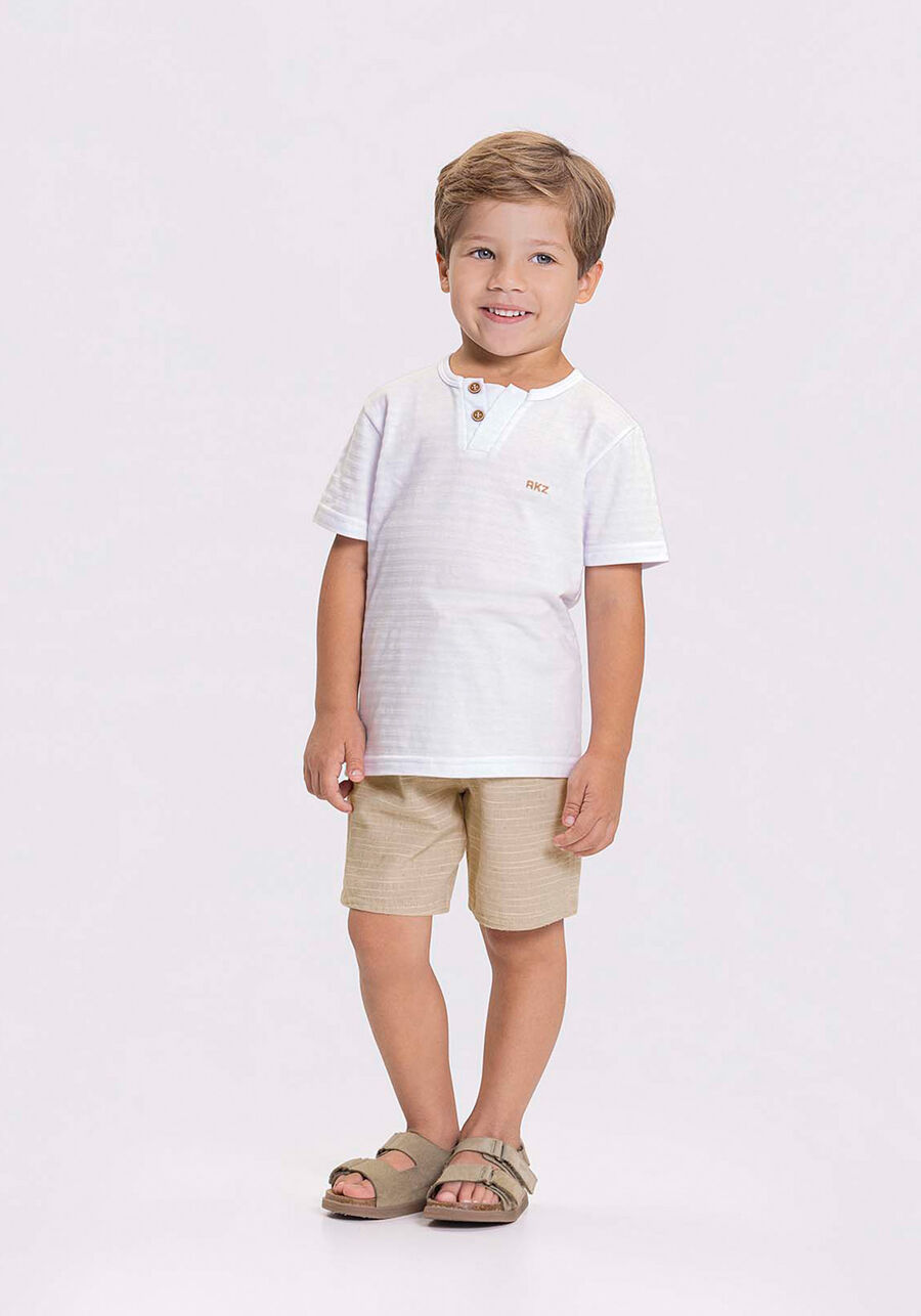 Conjunto Infantil Menino Com Bermuda E Camiseta Com Botões, BRANCO. Conjunto Infantil Menino Com Bermuda E Camiseta Com Botões, BRANCO, large.