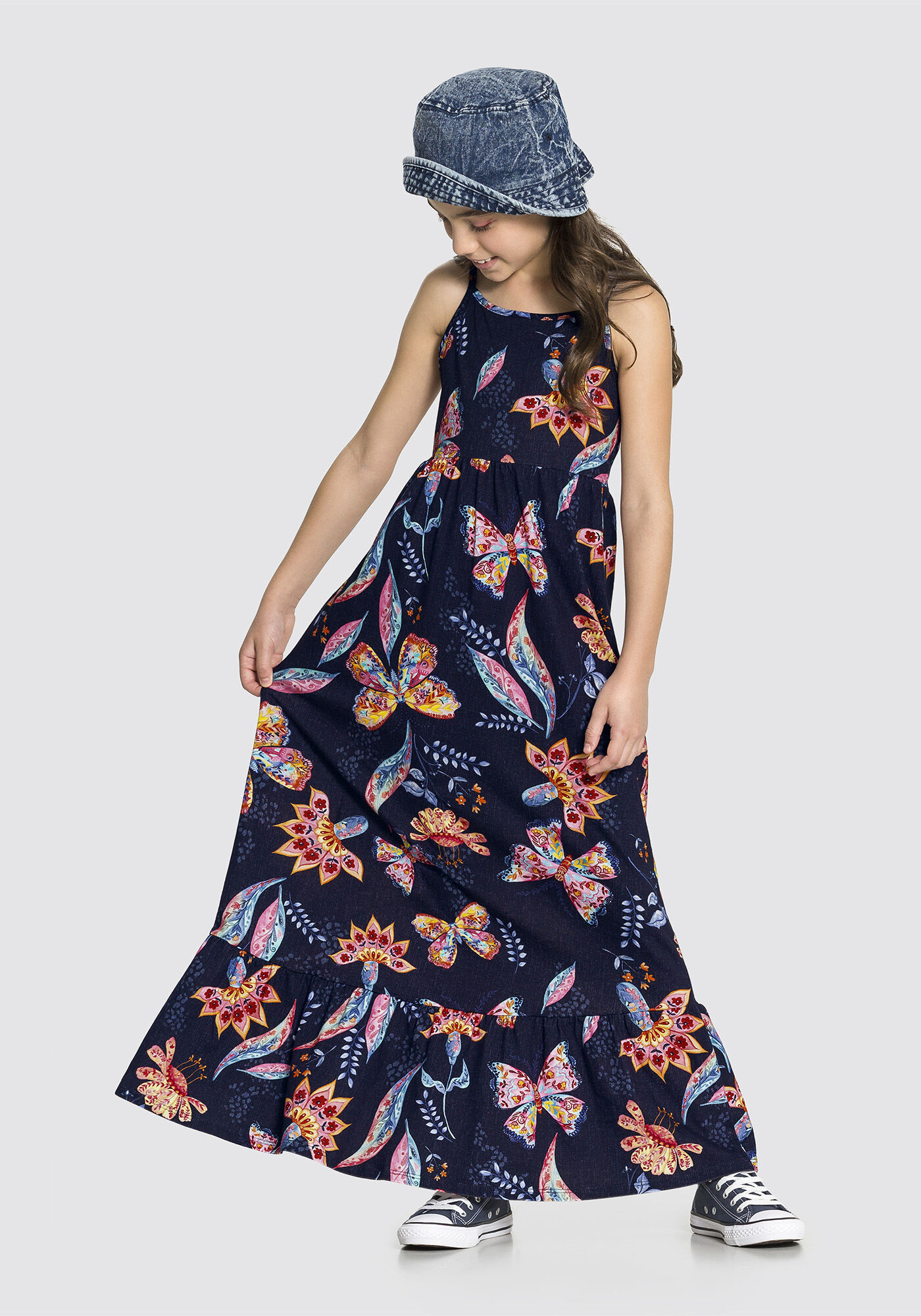 Vestido infantil longo de malha top