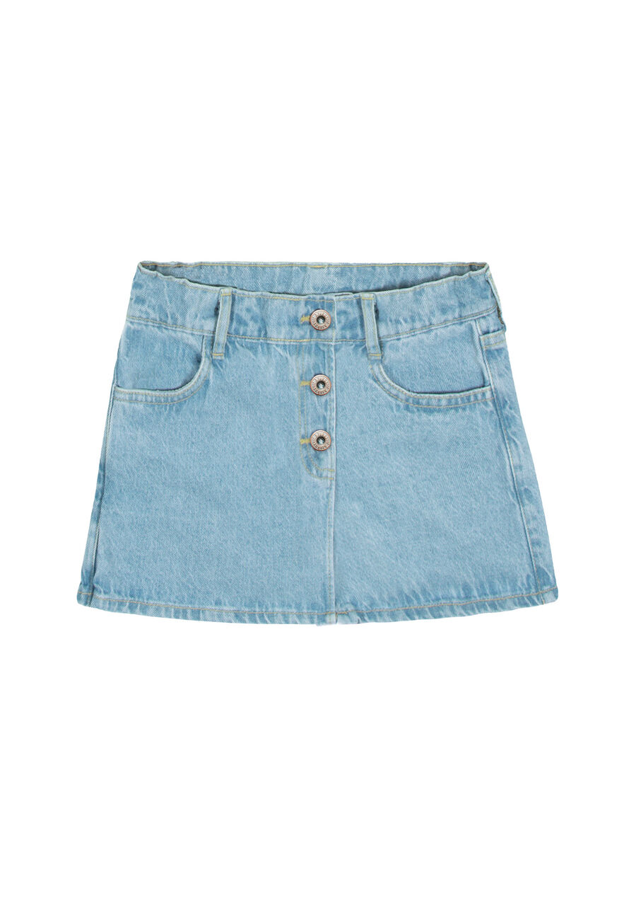 Shorts-Saia Jeans Infantil Menina com Botões, JEANS, large.