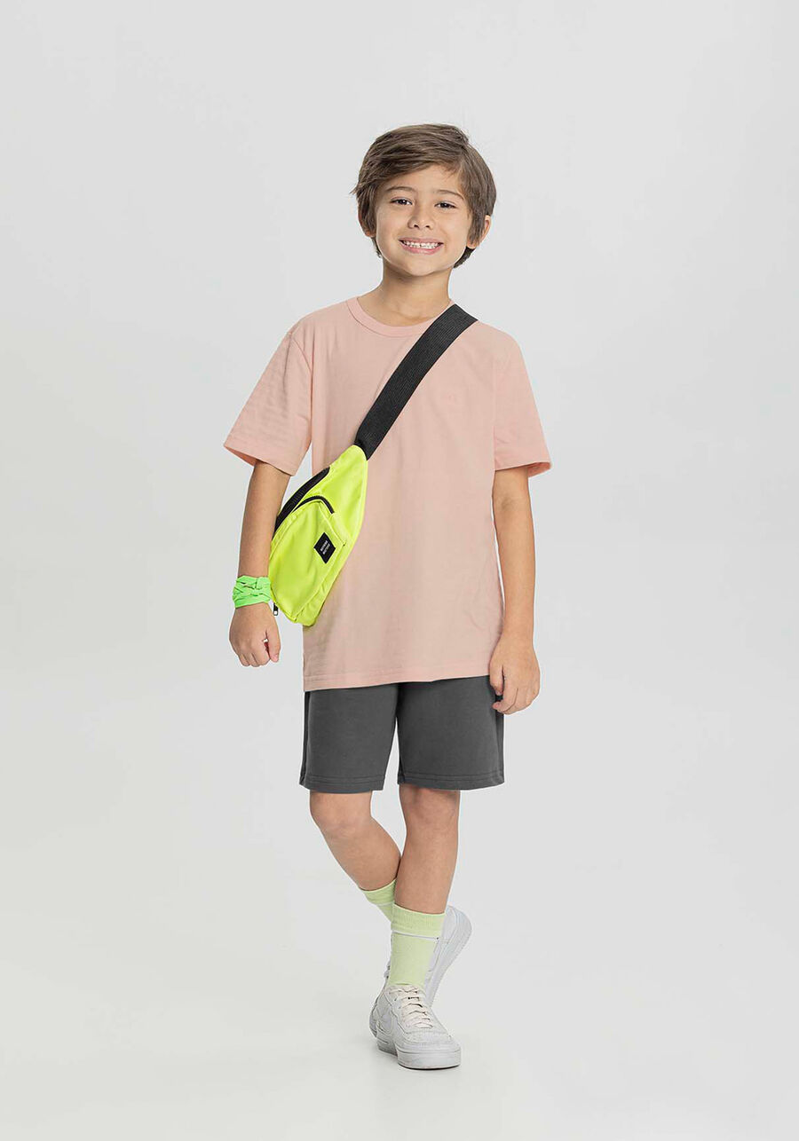 Camiseta Básica Infantil Com Bordado Em Malha De Algodão, ROSA PLANE. Camiseta Básica Infantil Com Bordado Em Malha De Algodão, ROSA PLANE, large.