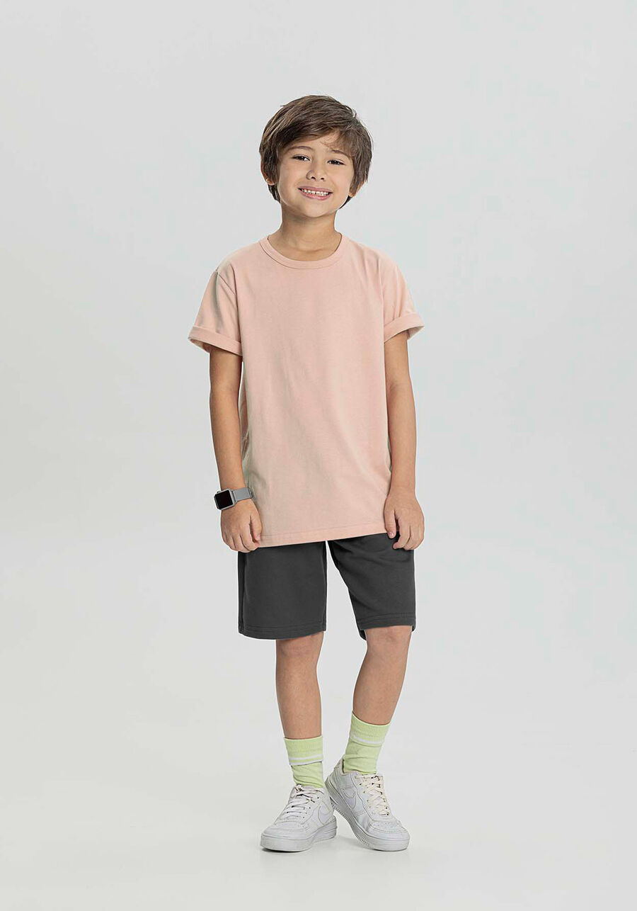 Camiseta Básica Infantil Com Bordado Em Malha De Algodão, ROSA PLANE. Camiseta Básica Infantil Com Bordado Em Malha De Algodão, ROSA PLANE, large.