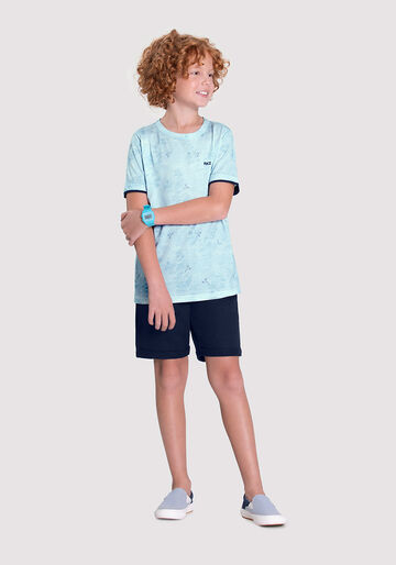 Conjunto Infantil Menino com Camiseta Estampada, CEU AZUL, large.