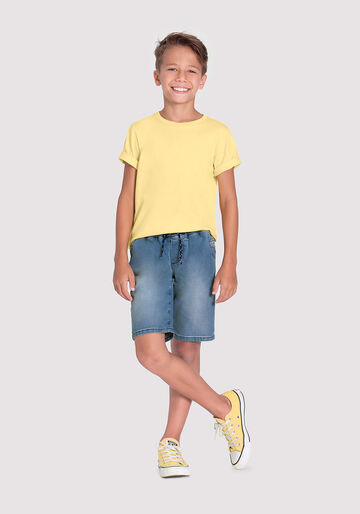 Bermuda Jeans Infantil Menino Jogger com Cadarço, JEANS, large.