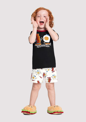 Pijama Infantil Menino com Estampa Brilha no Escuro, BREAKFAST BRANCO, large.