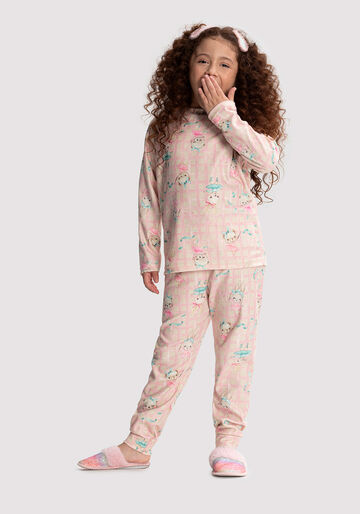 Pijama Infantil Menina em Malha Microsoft Estampado, BAILARINAS ROSA, large.