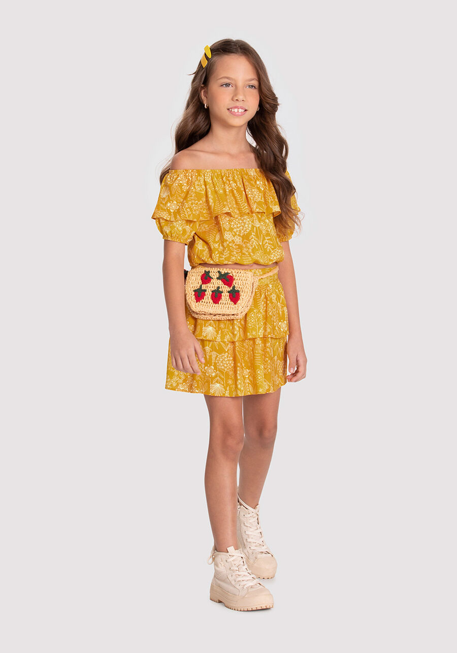 Conjunto Infantil Menina Estampado com Babados, BORDADOS AMARELO. Conjunto Infantil Menina Estampado com Babados, BORDADOS AMARELO, large.