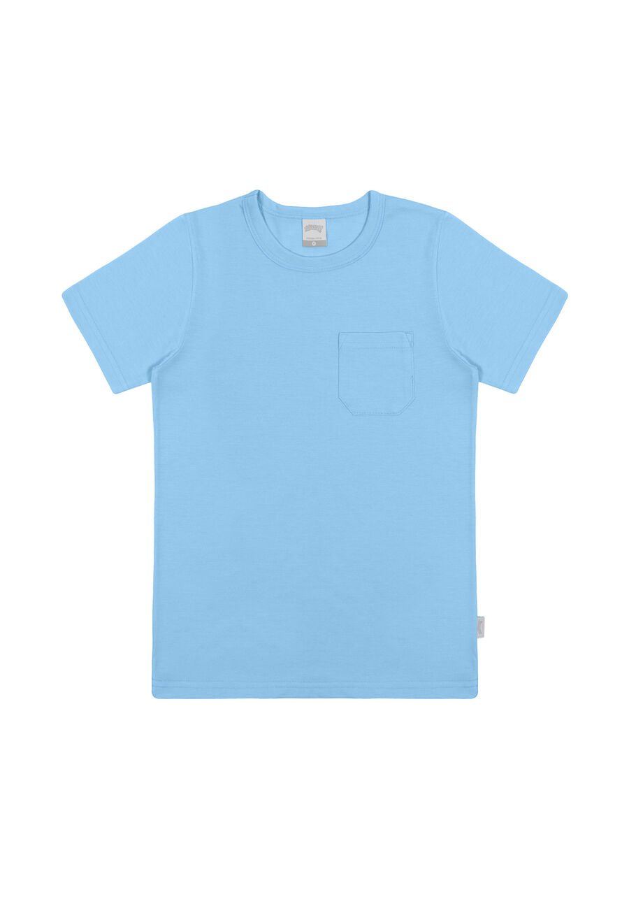 Camiseta Infantil Menino em Malha com Bolso, AZUL BRIGHT, large.