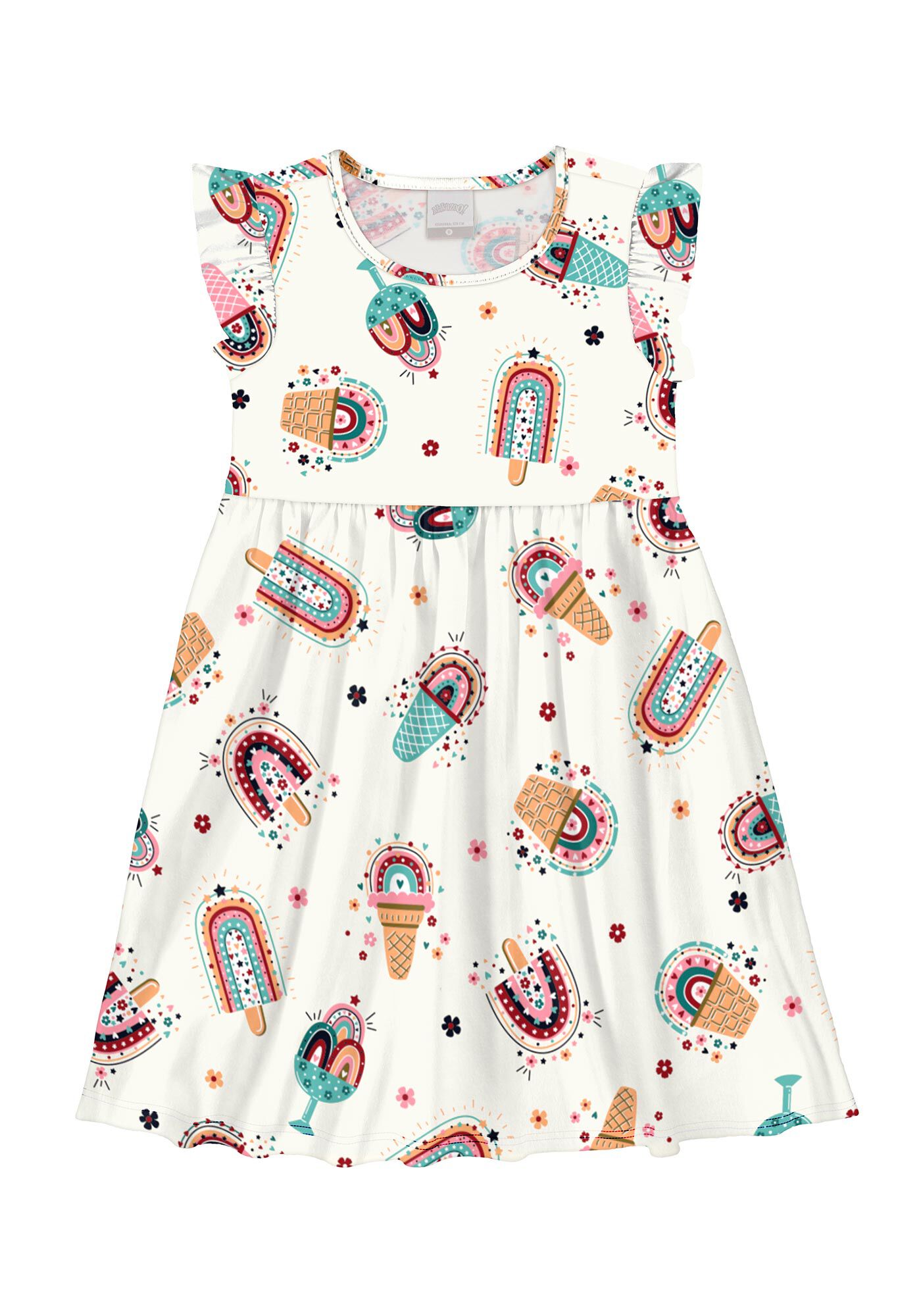 Vestido Infantil em Malha Estampado Favoritos Alakazoo