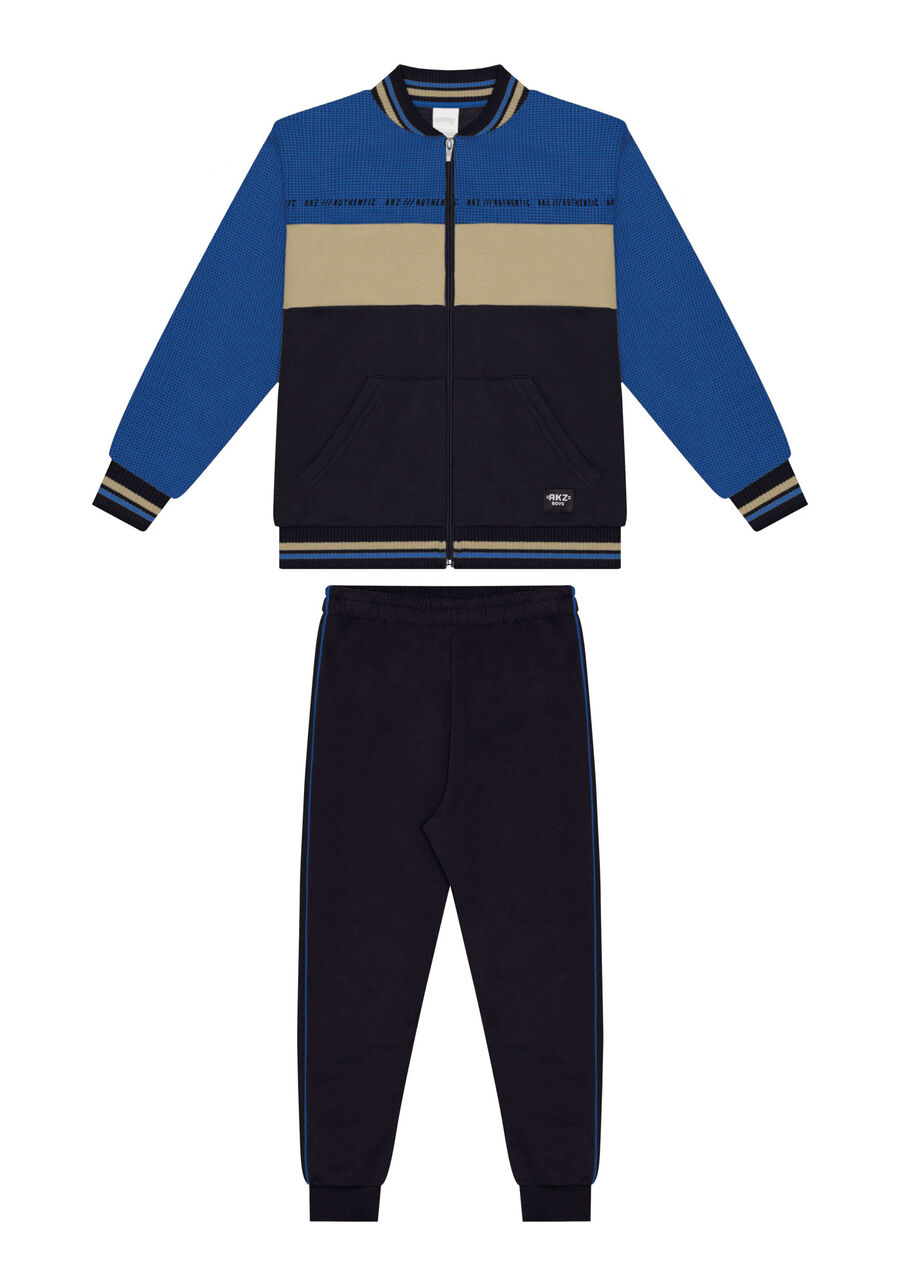 Conjunto Infantil Menino De Moletom Com Jaqueta E Calça, AZUL EGIPCIO. Conjunto Infantil Menino De Moletom Com Jaqueta E Calça, AZUL EGIPCIO, large.