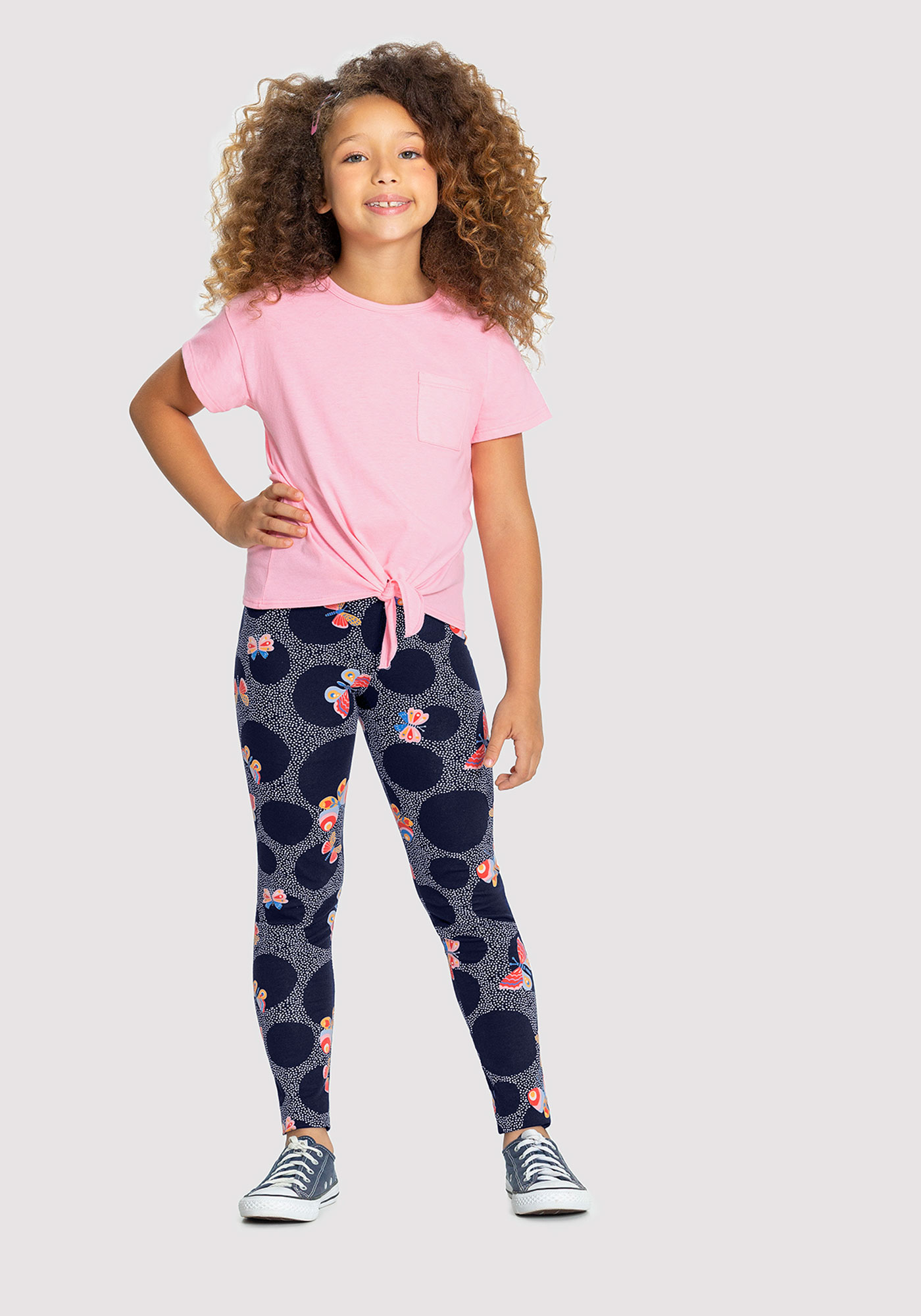 Calça Legging Alakazoo Infantil Malha Estampada Azul Escuro